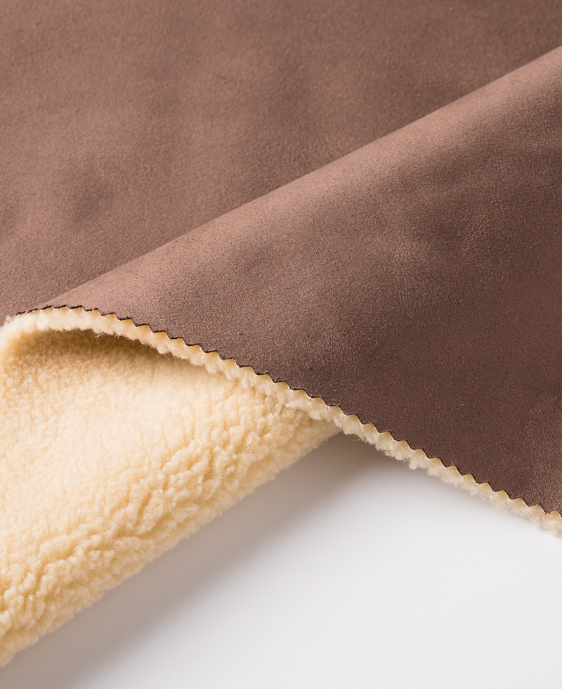 P4-0255 | Knitting suede fabric bonding with sherpa for garment, shoes, bags, etc